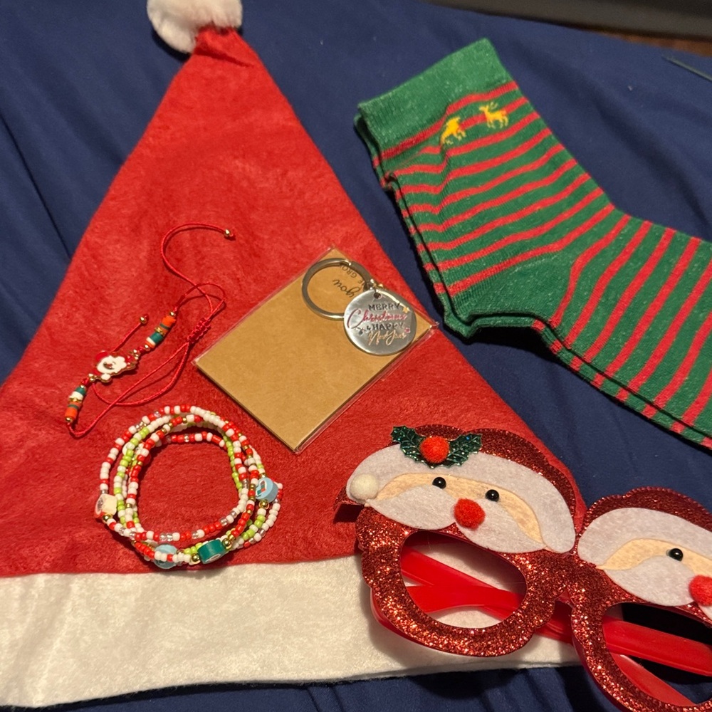 Festive Santa Hat and Accessories Set for Kids and adults